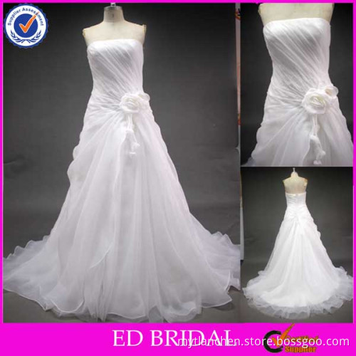 LN165 Real sample alibaba wholedale price ruched bodice strapless wedding dress